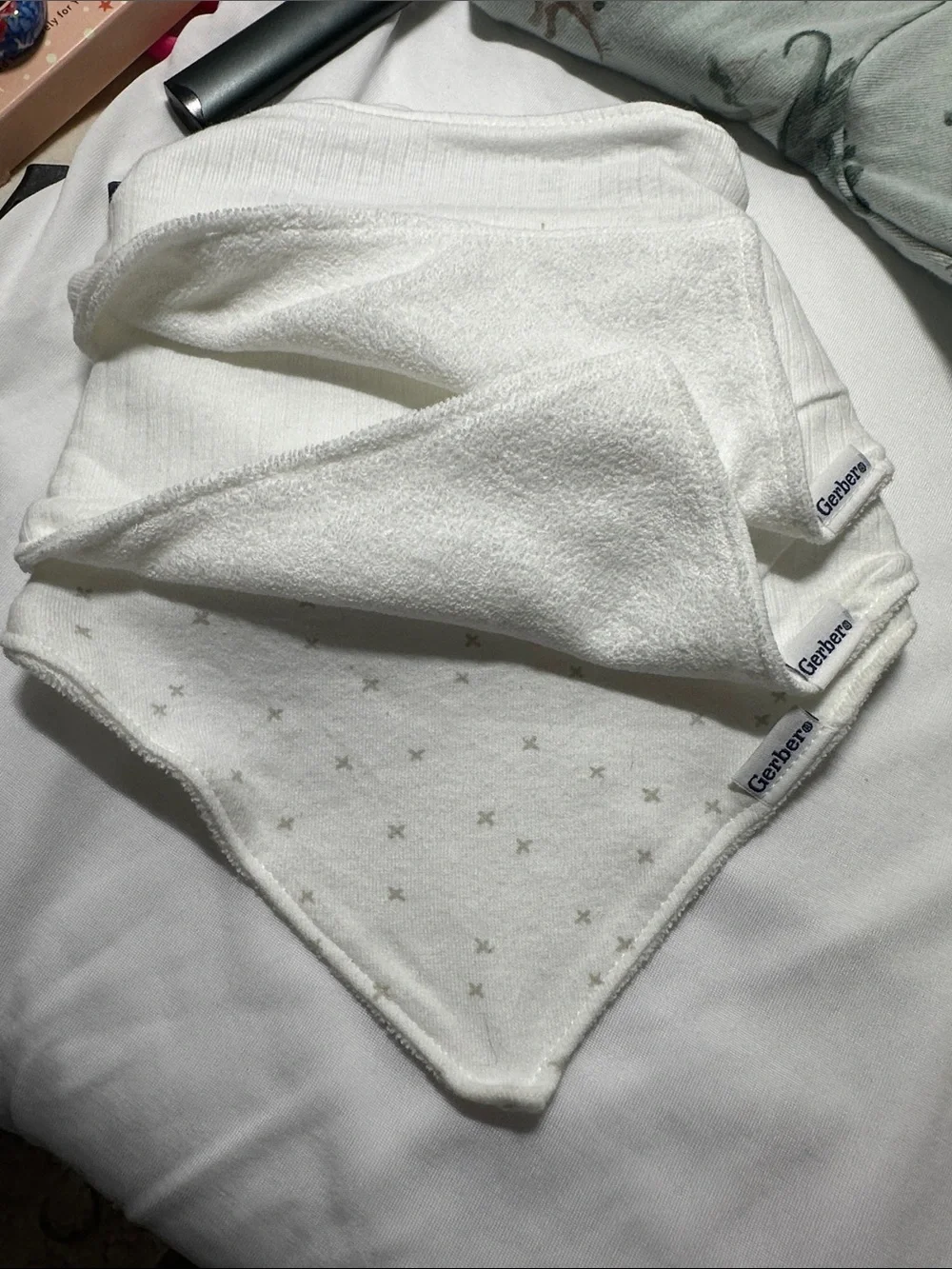 Carters Sage Green Dinosaur Sleeper with 3 bibs & 2 swankie Blankie Burb cloths